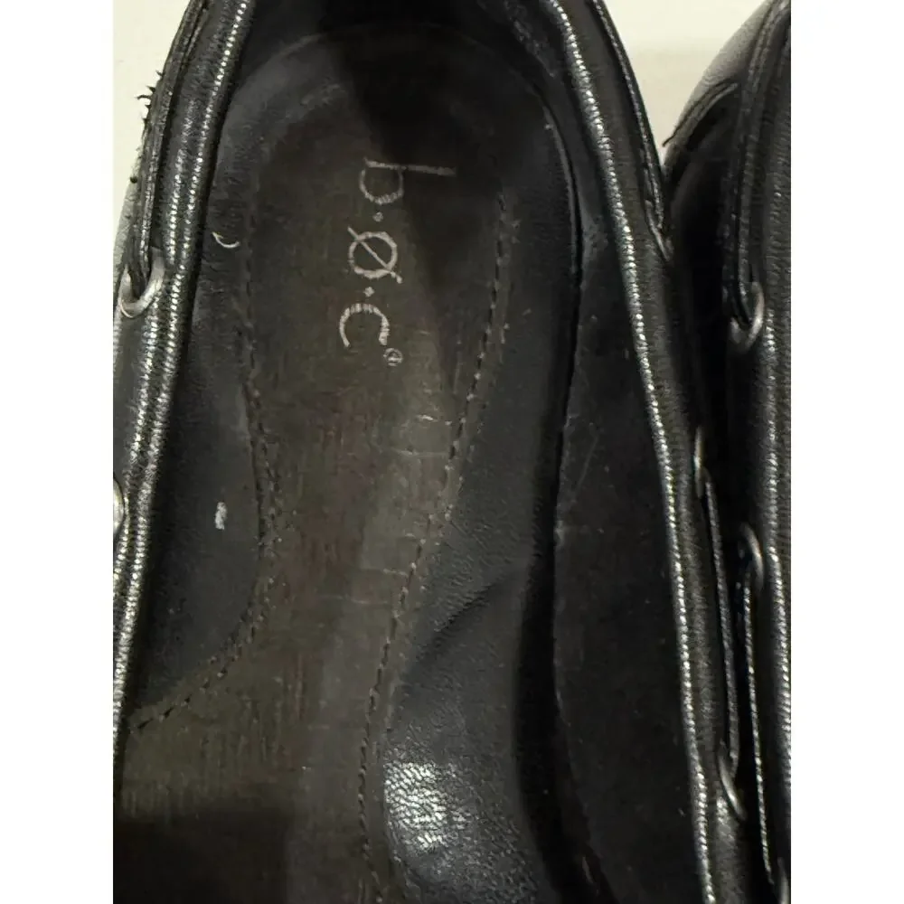 Black Driving Loafers Moccasin Bow BOC Preppy Comfort Slip On Flats Women's 7.5M